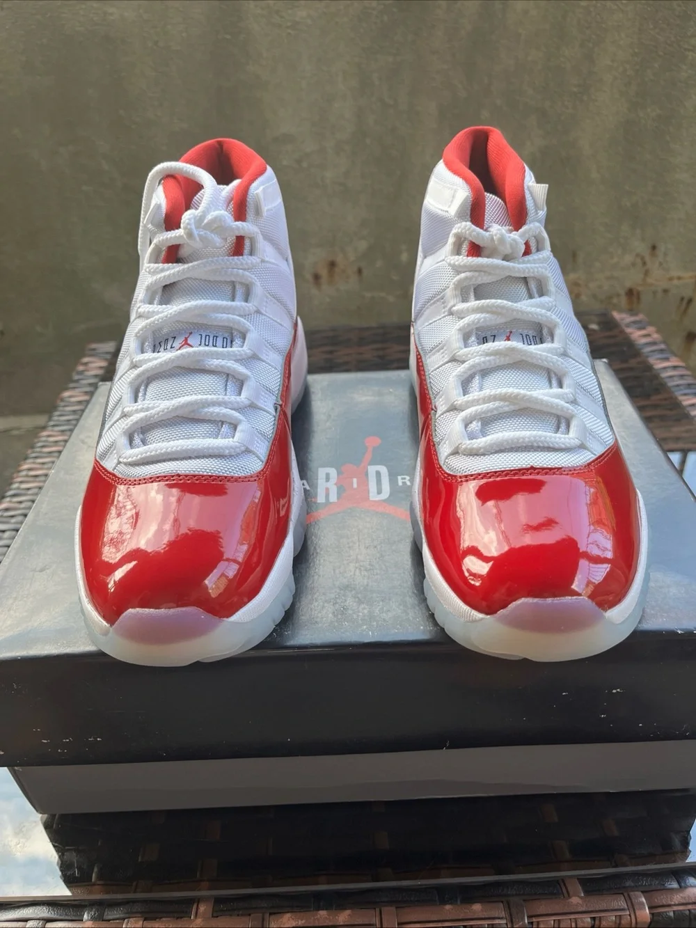 Jordan Retro 11 Low White Red Patent Leather Sneakers
